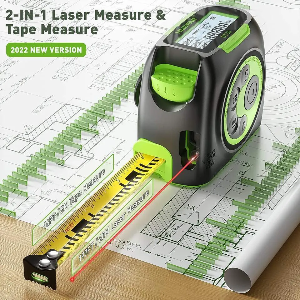 Laser mètre et ruban à mesurer 5m avec écran LCD