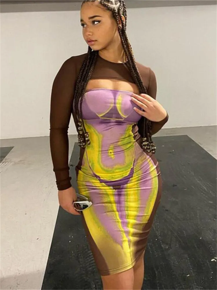 Yellow Bodycon slit dress for Women for Women - Long Sleeve Hollow Out Casual Summer Outfit for Parties and Clubs (Style 230515) Yellow Bodycon slit dress for Women for Women - Long Sleeve Hollow Out Casual Summer Outfit for Parties and Clubs (Style 230515)