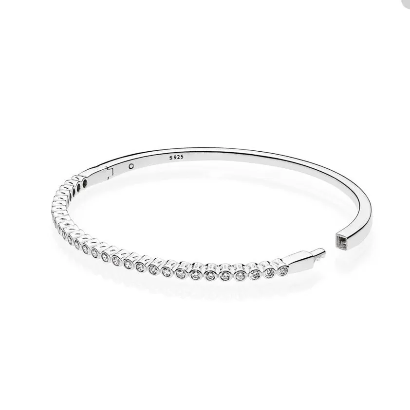 Twinkling Forever Bangle Bracelet for Pandora 925 Sterlring Silver Wedding Jewelry designer Bracelets For Women Crystal diamond bracelet with Original Retail Box