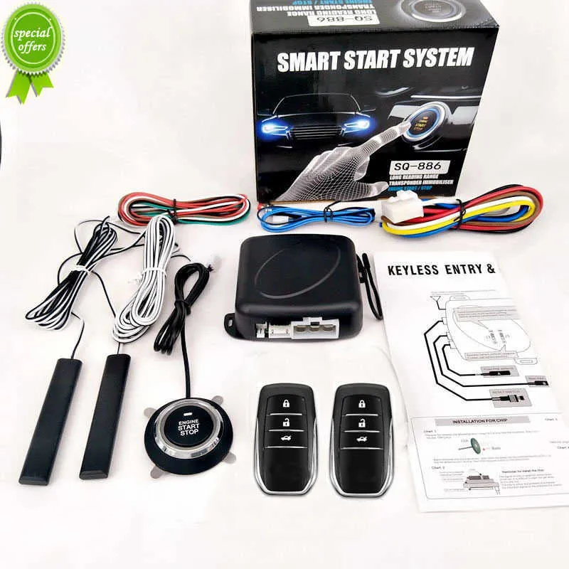 Nieuwe Universal Automatic Automatic Keyless Entry System Auto Start and Stop Buttons Keychain Kit Central Door Lock met afstandsbediening