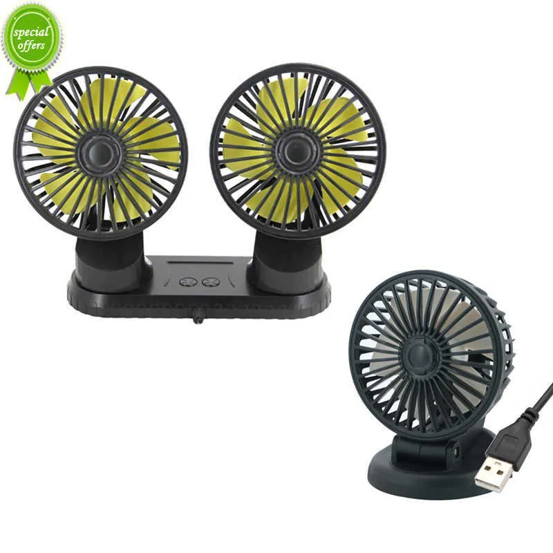 Yeni 12V/24V 360 derece çok yönlü ayarlanabilir araba otomatik hava soğutma çift kafa fan düşük gürültülü araba otomatik soğutucu hava fan otomobil fan aksesuarları