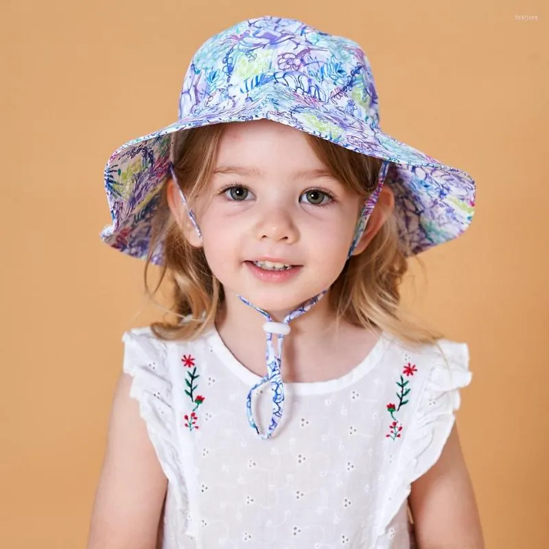 Hoeden gratis Panama voorjaarskinderen cartoon verstelbare emmer voor meisjes multi color baby kinderen zon caps 2023 reisbonnet