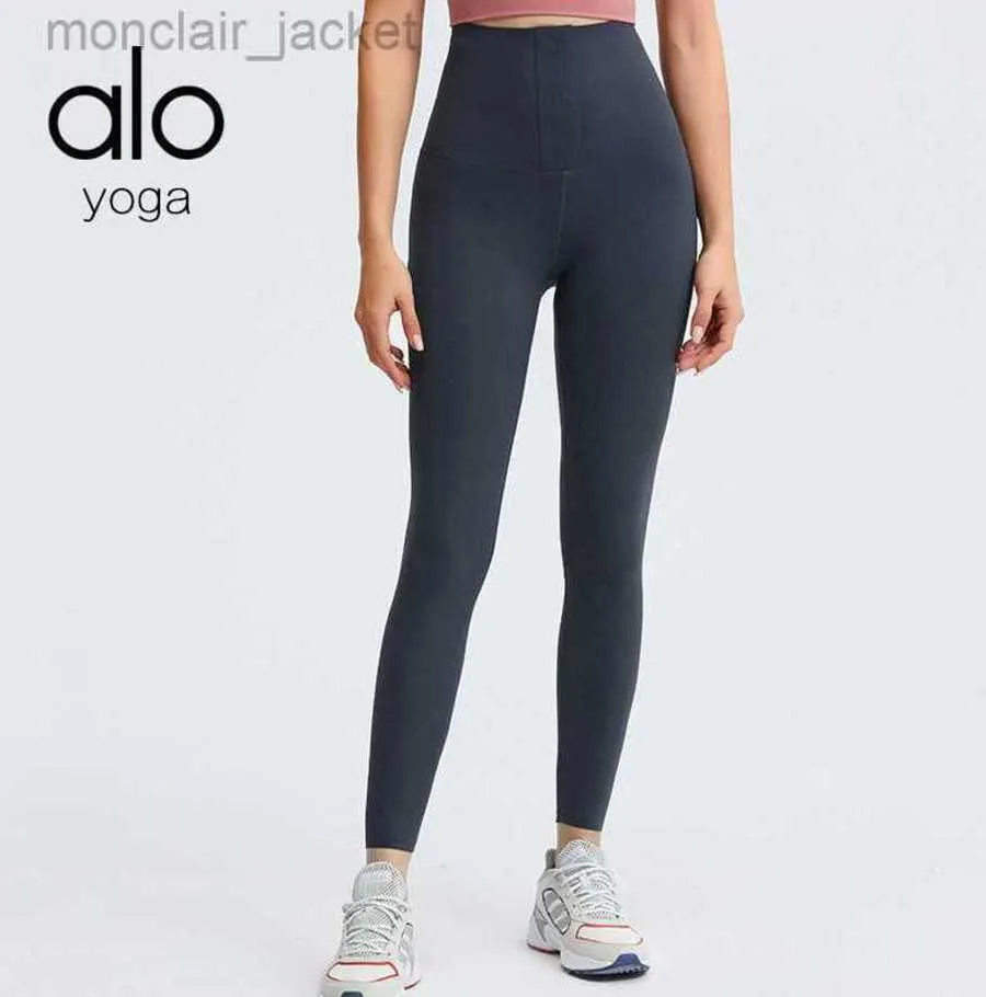 Desginer Yoga Leggings Pantalon avec boutons de taille moulés Taille haute froncé Pantalon de fitness Sports de plein air Leggings à haute élasticité
