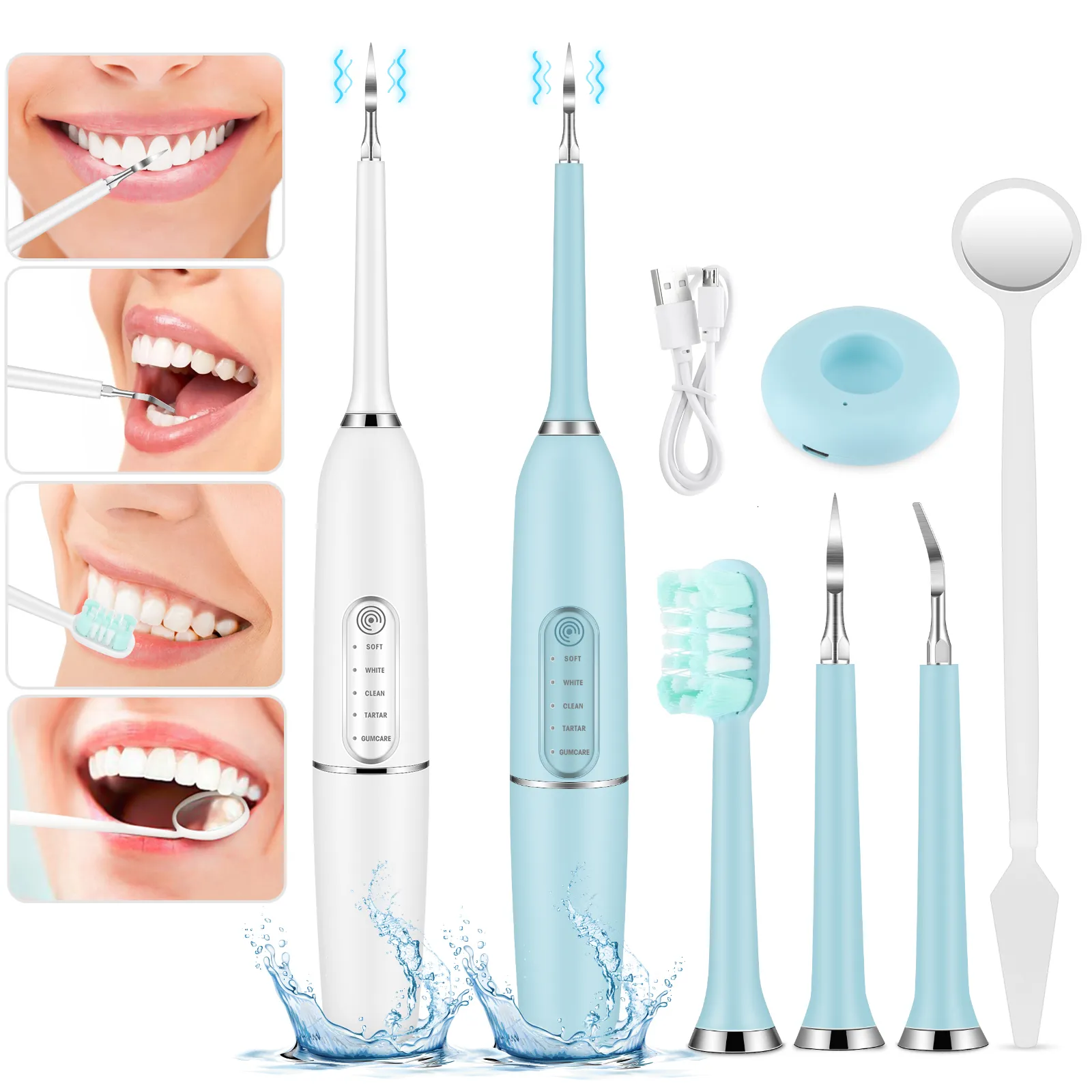 Andra munhygienens tandstädning Tartar Eliminator Scraper Remover Electric Tooth Brush Sonic Teeth Cleaner Dental Sclaer för tandblekning CARE 230516