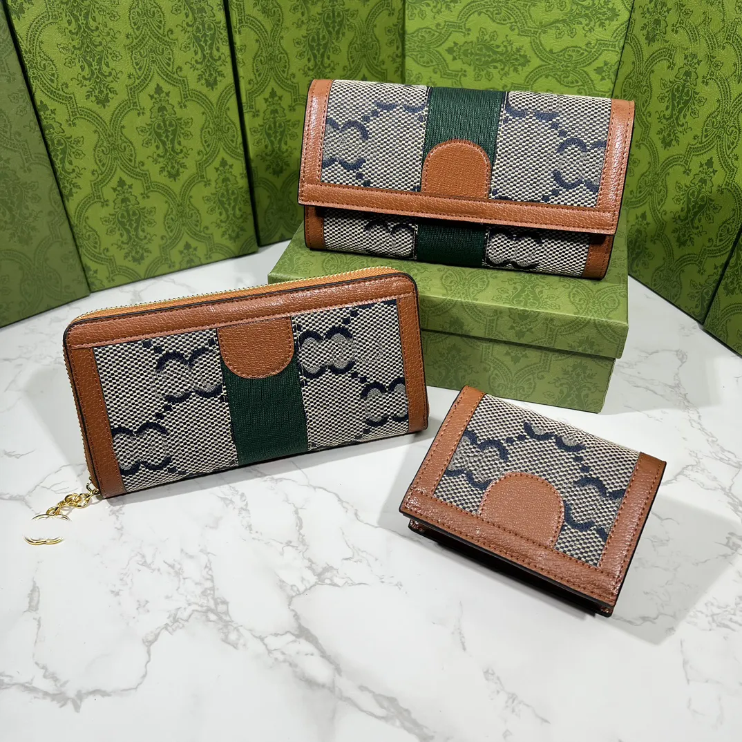 TZ 523153 Wallet Classic Ophidia Long Walls Vintage Red Green Stripe Zipper Flap Purses Women Card Case Holder Men Purse 523154 Designer Business Coin Purse 523155