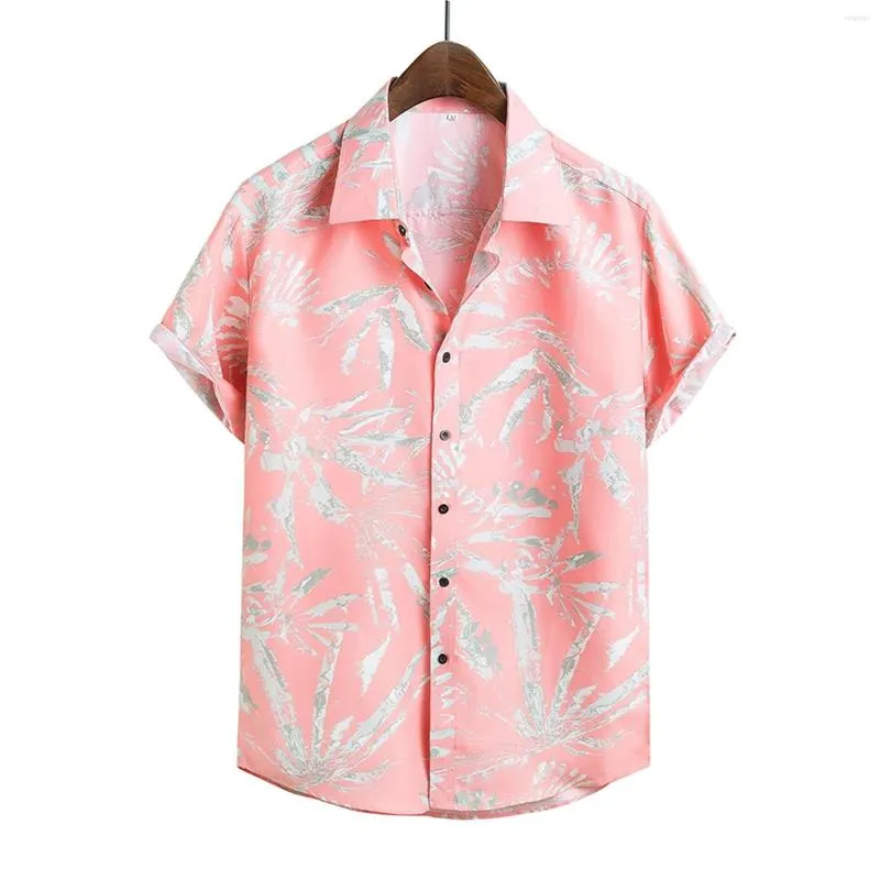 Men's T Shirts Men Tall Spring And Summer Fashion Top Shirt Printed Casual Lapel Beach Holiday Short Sleeve Extra Long Sleeves