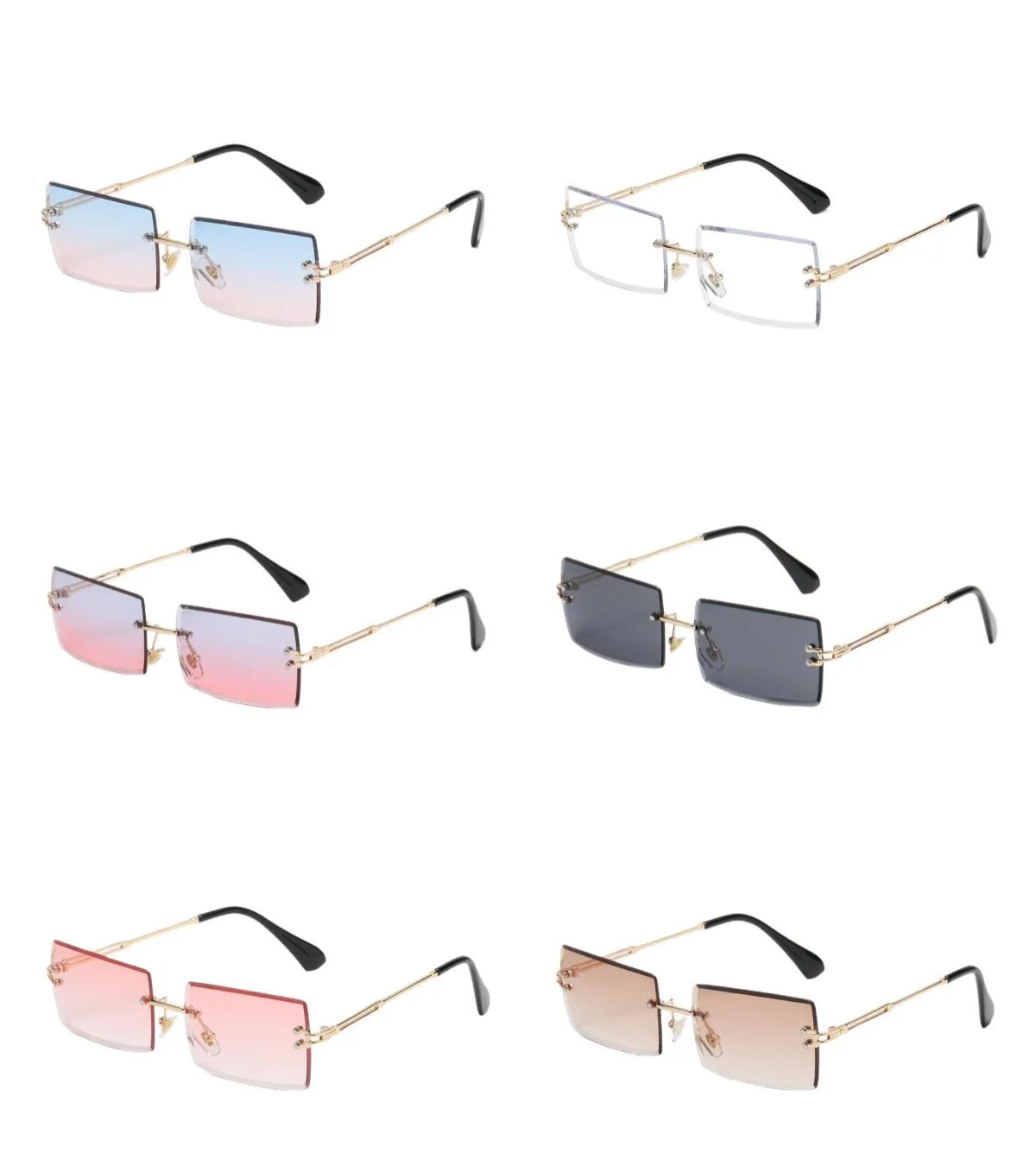 Lentilles carrées Designer Lunettes de soleil femmes lunettes de soleil sans cadre verres transparents unisexe sonnenbrille nuances designer hommes lunettes de soleil lunette homme lunettes