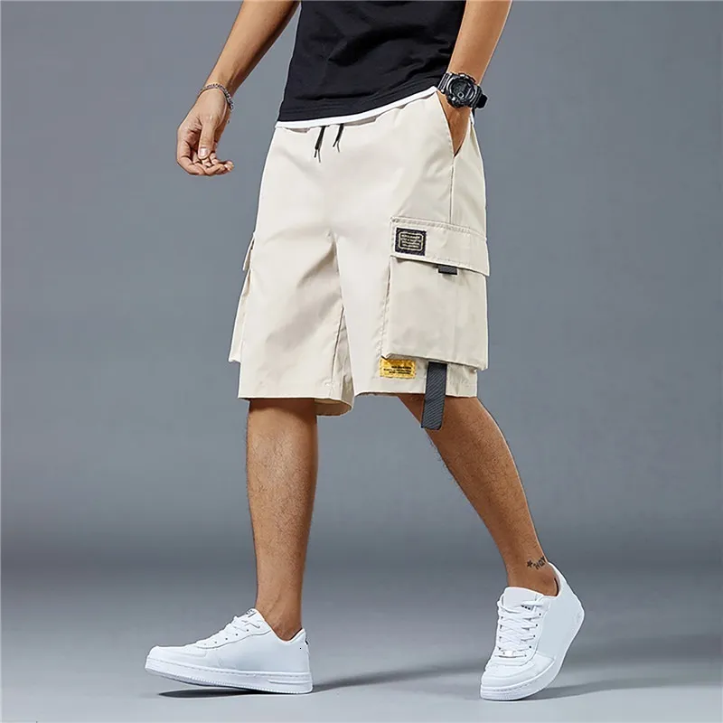 Pantaloncini da uomo Estate Hip Hop Lunghezza al ginocchio Tipo sciolto Cavallo profondo Vita elastica Cargo Elastico dritto 230516