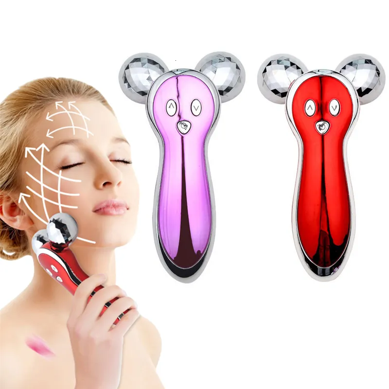 Dispositifs de soins du visage 3D V Roller Massager Vibration à micro-courant Peau raffermissante Dispositif d'élimination des rides Corps Amincissant Façonner Outil de massage 230515