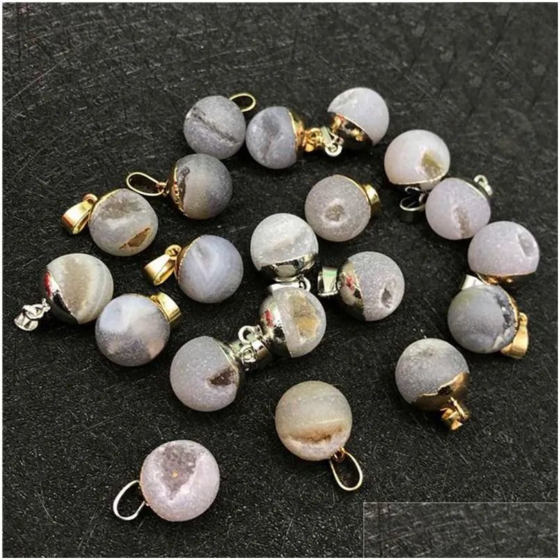 Pendant Necklaces Natural Opening Smile Agate Crystal Sand Bead Stone Men And Women Diy Necklace Jewelry Making Jewelrys Drop Delive Dhlpm