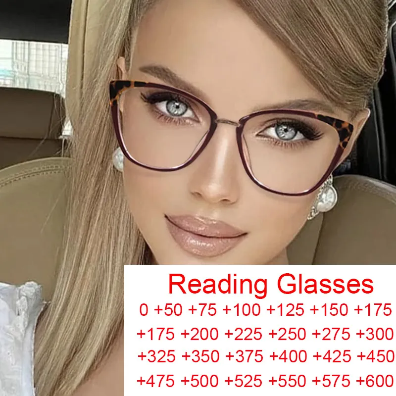 Lunettes de lecture Anti Blue Light Hypermétropie Lunettes Femmes Lecteur Lunettes Cadres Transparent Mode Cat Eye Lunettes Optique Plus 0 ~ 6 230516