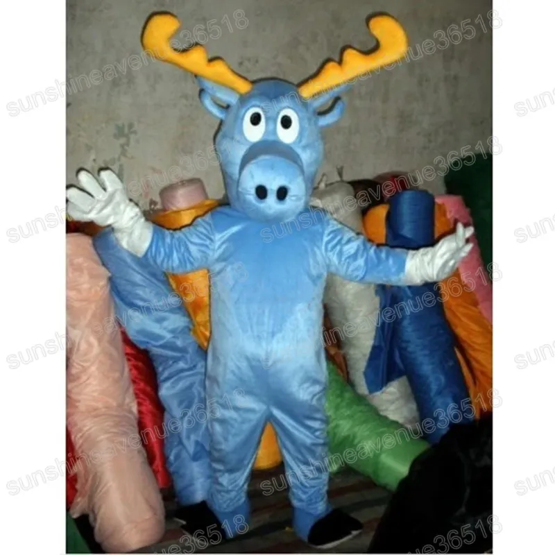 Halloween bleu cerf mascotte Costume Simulation personnalisation thème Animal personnage carnaval adultes fête d'anniversaire tenue fantaisie