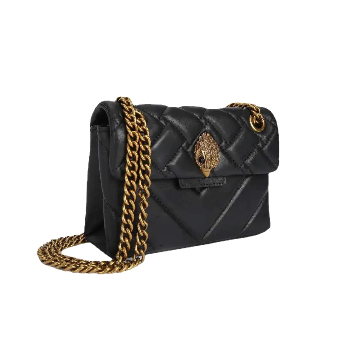 Kurt Geiger Handbags Womens 2023 Fashion New Leather Small Clamhell Handbag 20cm Gol Silver Chain Crossbody Bag Messenger G230215