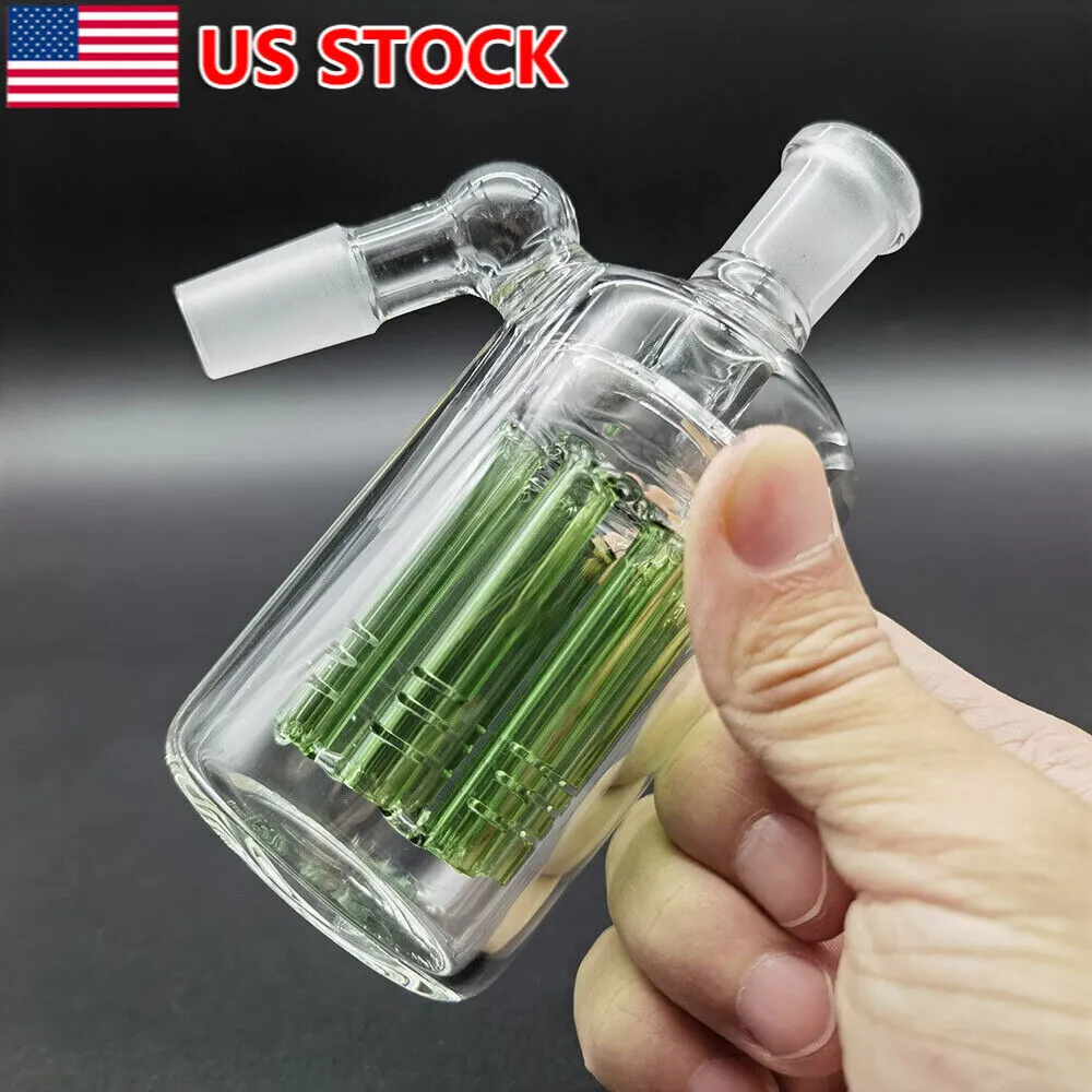 14mm 45 ° Catcher de cinzas chuveiro verde 45 graus filtro de tubo de água de vidro de vidro