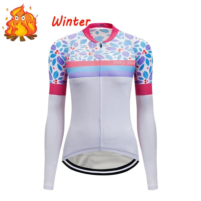 Racing Jackets Winter Thermal Fleece Women Cycling Jersey Shirt Road Bike Clothing Bicycle Tops Kleding Mountain Blouses Retro Maillot Jacke