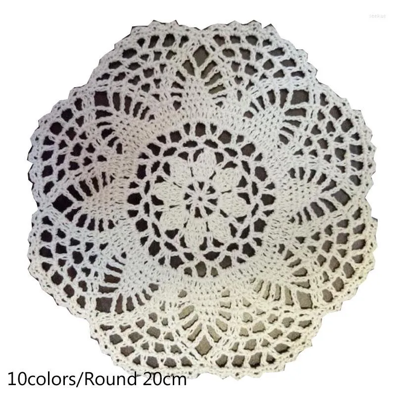 Table Mats Round Flower Cotton Placemat Cup Kitchen Wedding Drink Place Mat Cloth Crochet Tea Christmas Doily Dish Pad