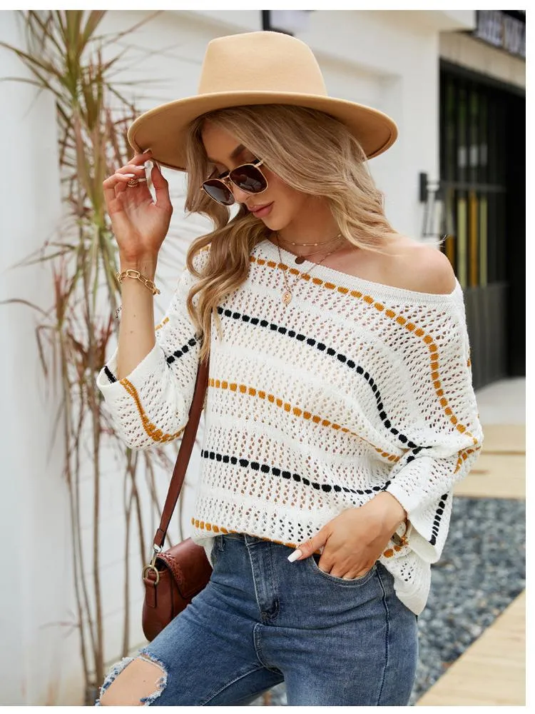 Off Shoulder Cut Out Cold Shoulder Sweater For Women Elegant