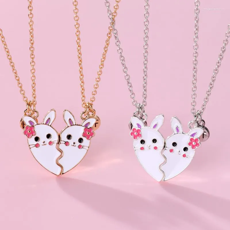 Hanger kettingen luoluobaby 2pcs/set cartoon bloemen ketting voor meisjes vriendschap BFF vriend sieraden geschenken