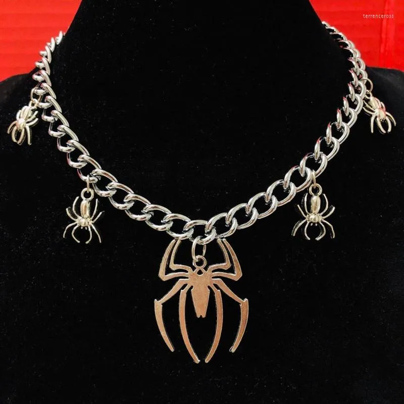 Choker Spider Naszyjnik Upiorny przerażający matka Pająki pająki kubańskie łańcuch krawężnik owadów mężczyzn kobiety unisex punk gotycka biżuteria