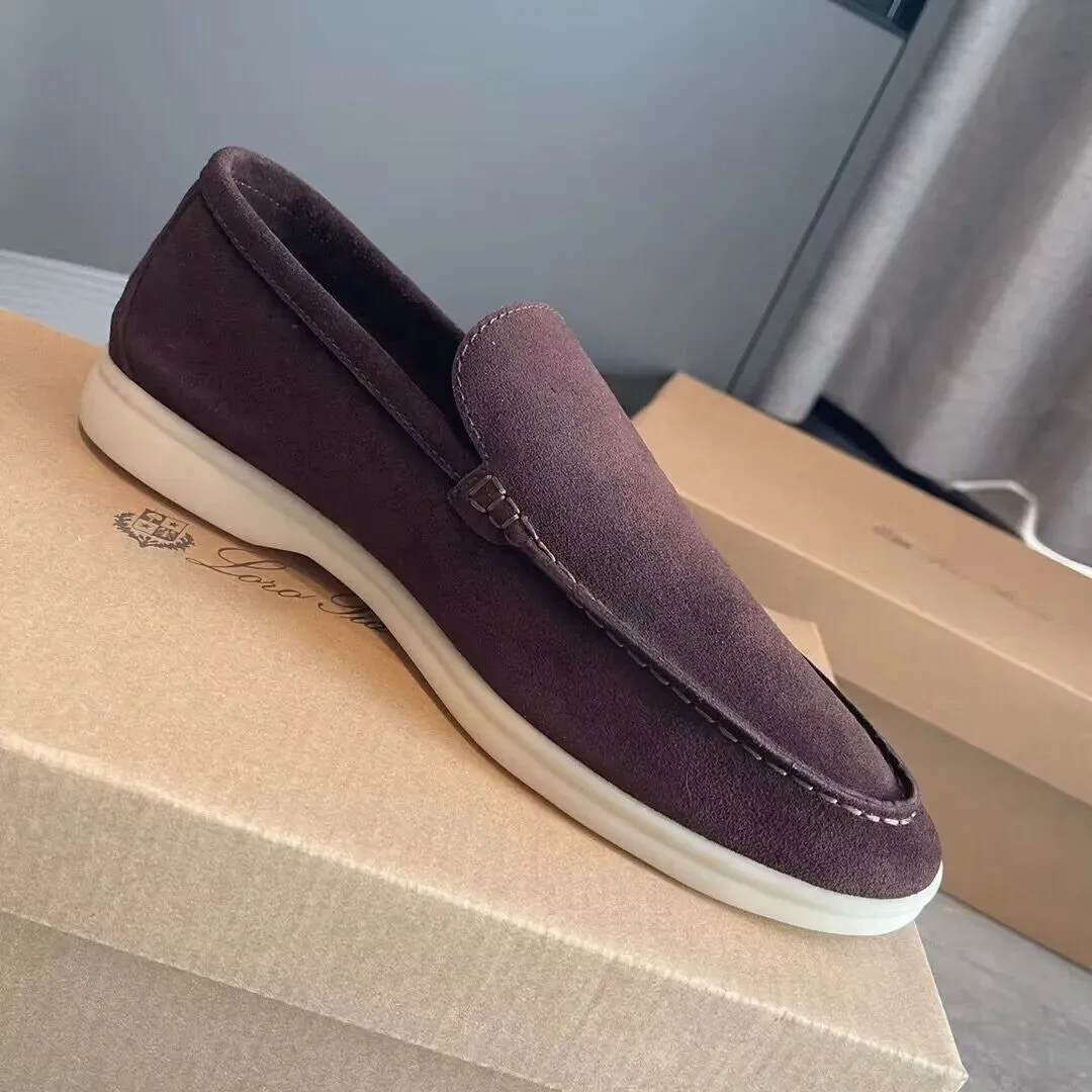 Erkekler sıradan ayakkabılar lp somunlar düz düşük üst süet inek deri oxfords loropiana moccasins yaz yürüyüşü konfor kayması kutu eu36-46