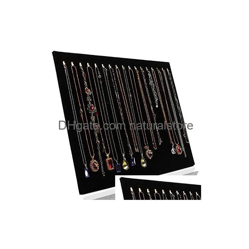 Jewelry Tray Black Veet 17 Hook Necklace Display Organizer Drop Delivery Packaging Otyfp