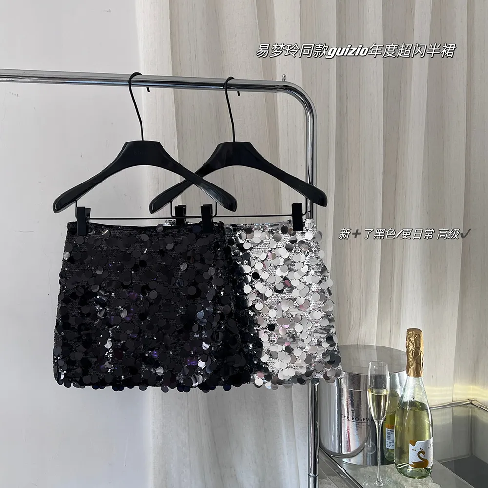 Skirts spring and summer womens pretty girl short skirt y2k clothes zip sequins decorated half body hundred 24H 230516