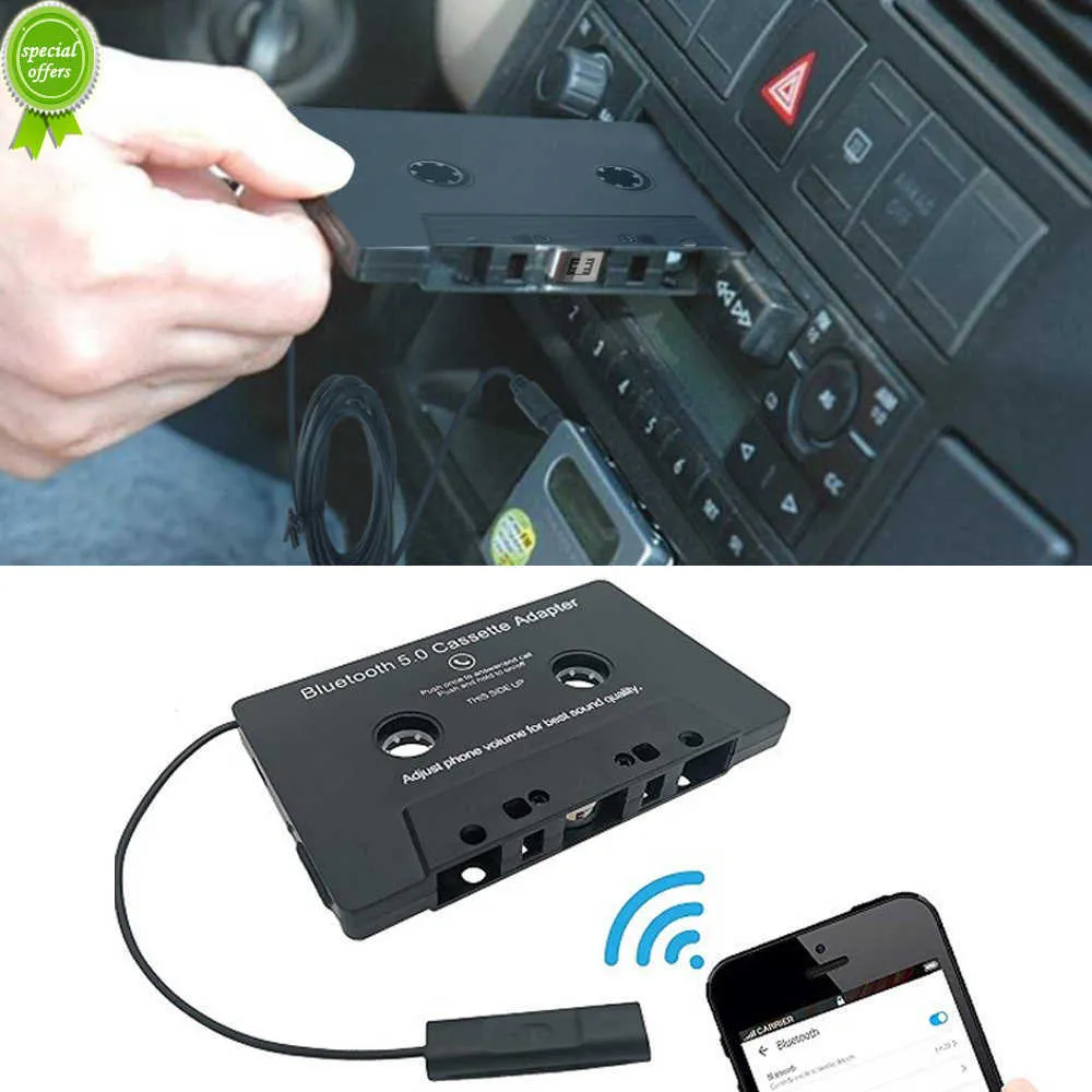 Nieuwe auto Bluetooth 5.0 Tape Cassette Audio Aux -adapter met microfoon 6H Muziektijd 168H Standby -smartphone Cassetteadapter