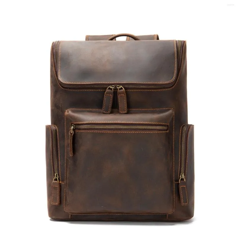 Plecak retro w trudnej sytuacji plecaki szalone skórki koni designerka męska Business Laptop Bag Travel Men Men Real Cow School