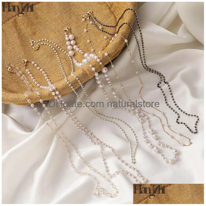 Catene Coreano Vintage Collana con pendente a cuore in cristallo Maschera Cinturino a catena Appendere al collo Porta occhiali Corda per le donne Drop Delivery Jewel Ot75X