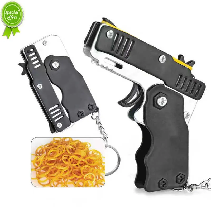 Ny Universal Mini Keychain Car Keychain Toy Gun Shooting Pistol Kid Outdoor Party Folding Metal Gun Present Car Styling Keyring