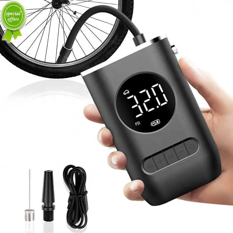 Nova bomba portátil da bomba de inflador elétrico Mini sem fio Smart Digital Compressor de pneu Detecção de pressão para bicicletas de bicicleta de carro