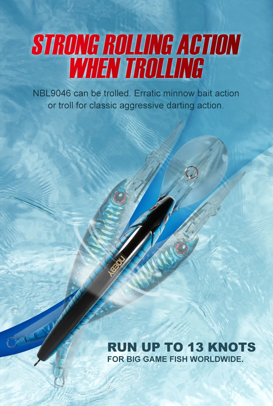 NOEBY leurre de pêche méné 125mm 19g flottant peu profond Trolling