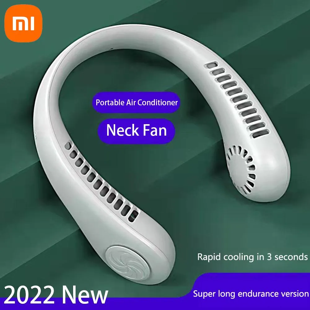 Fans 2022 NYA XIAOMI PORTABLE HANGING NECK FAN USB RECHARGEABLE BLADELESS MUTE Trådlösa sportfans Summer Air Cooler Cooling Fans