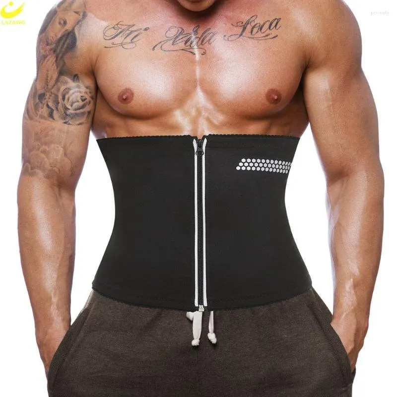 Men's Body Shapers LAZAWG Sweat Sauna Belt For Men Workout Weight Loss Waist Trainer Slimming Girdle Strap Belly Control Shaper Corset Gym