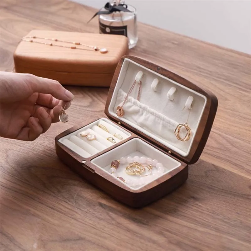 Jewelry Boxes Wooden Jewelry Box Earring Rings Necklace Jewelry Organizer Display Holder Case for Women Storage Box Portable 230515
