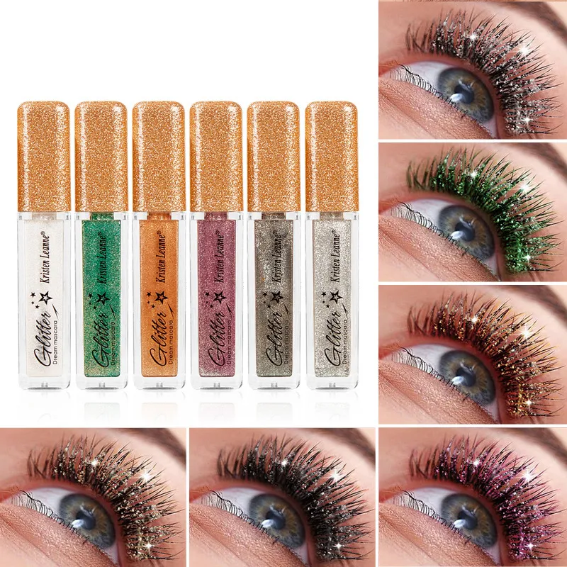 Mascara à paillettes colorées Maskara imperméable pour cils diamant brillant cils colorés maquillage des yeux étincelants anti-taches