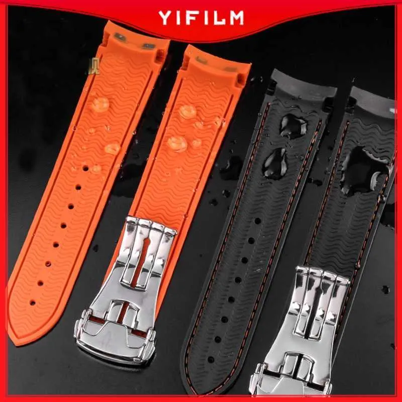 Pulseira de silicone de 20 mm para Omega Ocean Cosmic Seahorse 300 Watch Band à prova de relógio à prova d'água 22mm Durbale Belt Correia