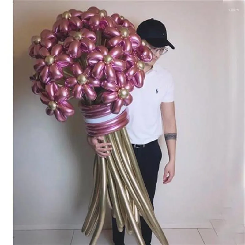 Party Decoration 1Set 260 Rose Gold Chrome Metal Balloon Twisted Strip Magic Air Ballon DIY Flower Shaped Valentine's Day Gift Wedding