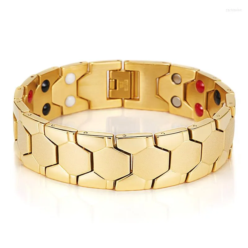 Link Bracelets Men's Titanium Steel Magnetic Blocks Germanium Bracelet Healthy Jewelry