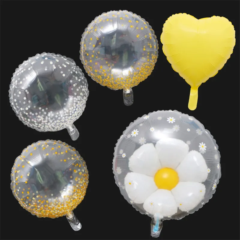 150 stcs 26 "Grote Daisy Flower Transparante Mylar Ballon Ballon Groovy Birthday Jubileumfeestje Baby shower Decor Supplies