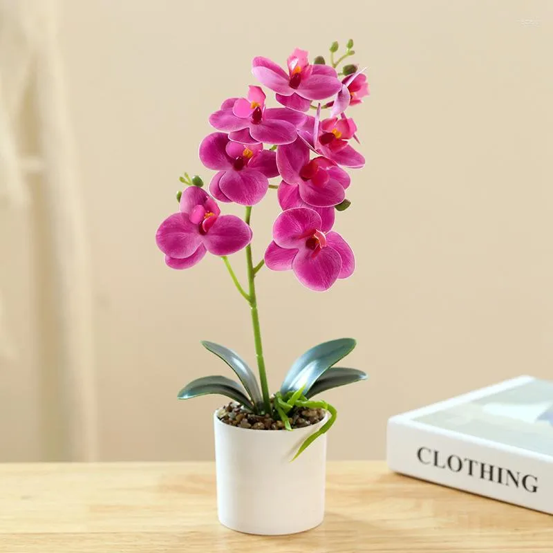 Decorative Flowers Artificial Orchid Potted Fake Flower With Pot Wedding Table Accessories Christmas Home Garden Outdoor Indoor Ornaments