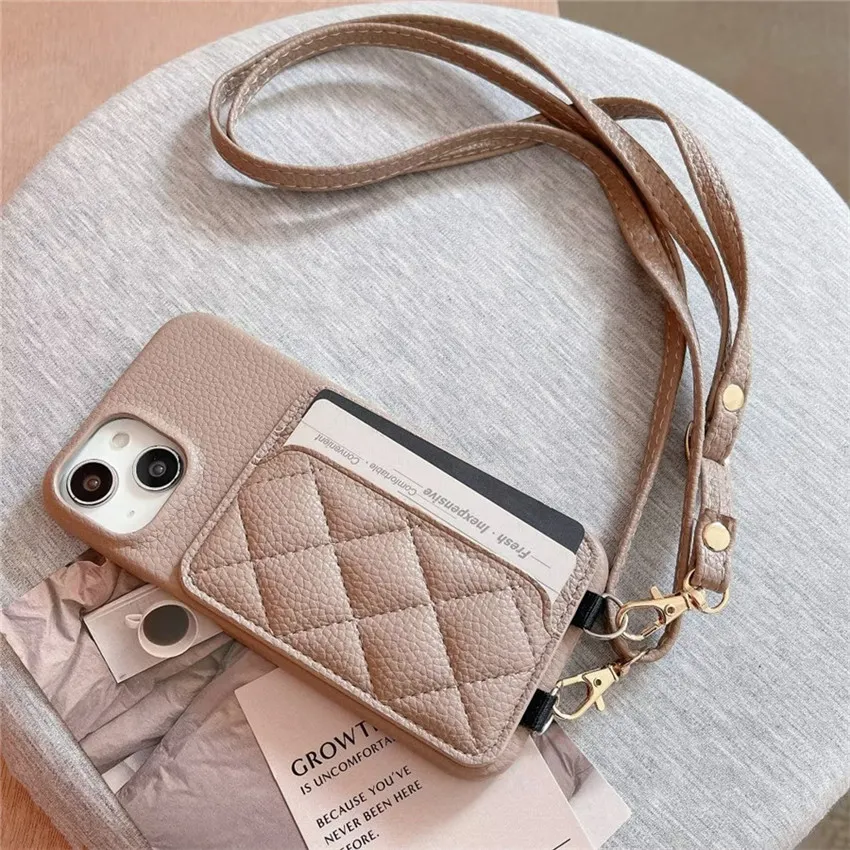 Ontwerper Crossbody Card Wallet Telefoonhoesjes voor iPhone 15 14 pro max 13 12 11 14Plus cover Kaarthouder Portemonnee leer Samsung shell Galaxy S22 S23 Ultra S22 S23plus