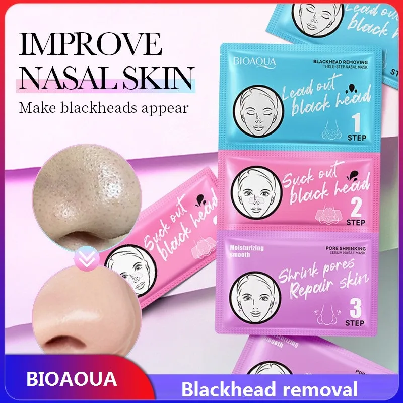 3 Steps Kit Blackhead Remover Shrink Pores Nasal Paste Deep Cleaning Nose Masks Facial T Area Care Moisturizing Beauty Skin Care