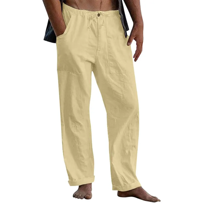 Mens elasticated linen trousers outlet