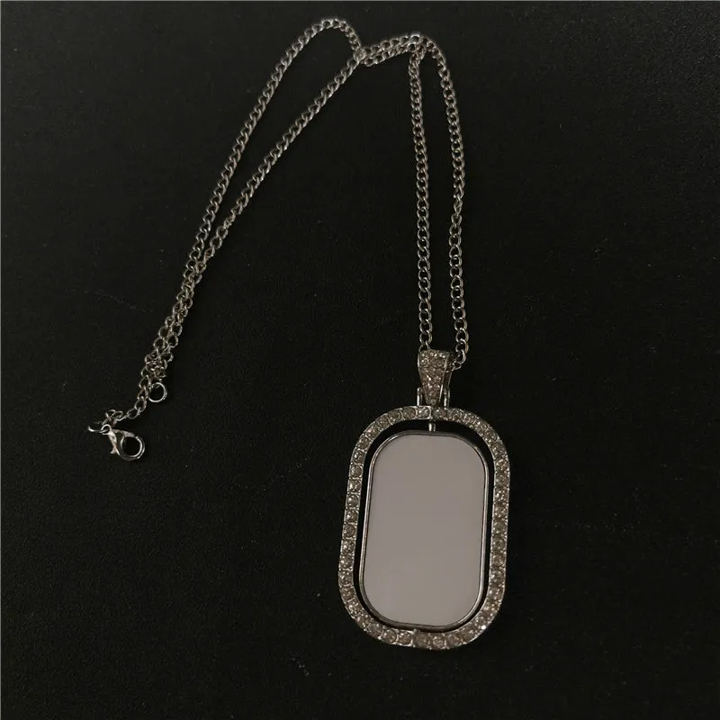 sublimation blank rotate necklaces pendants hot transfer printing pendant consumables two sided printing
