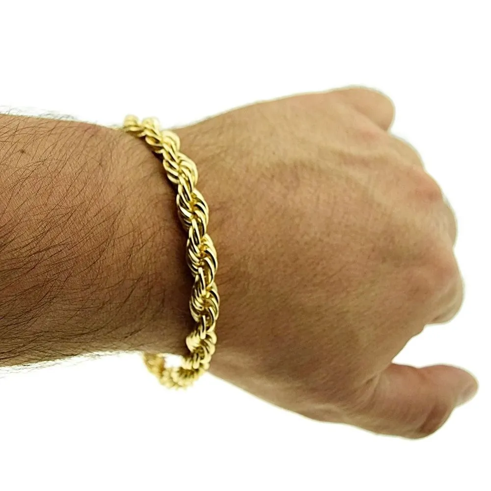 HOT Rope Chain Bracelet Mens Thick Bracelets Gold Mens Rope