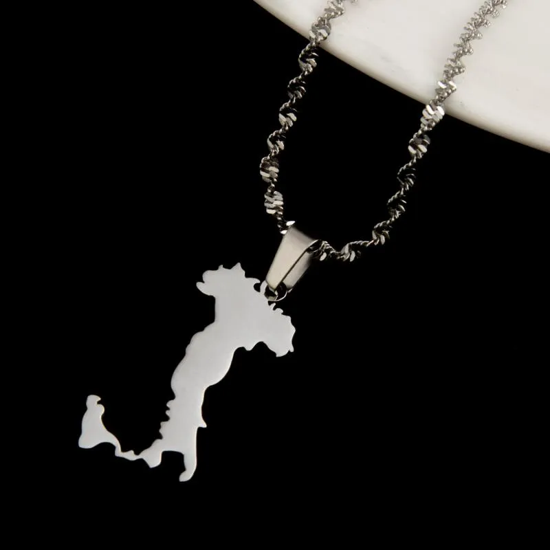 Pendant Necklaces Stainless Steel Silver Color Map Of Italy Necklace Trendy Women Charm Jewelry