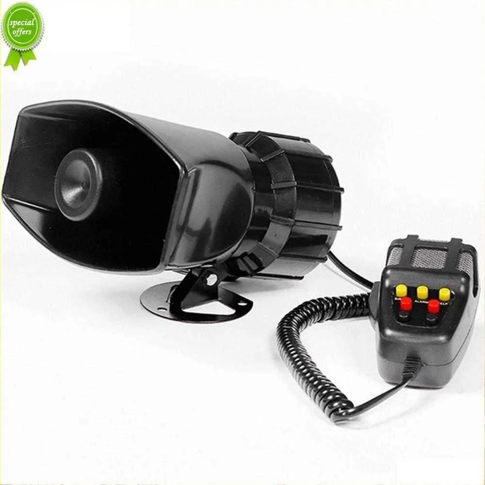 Nowy 100W 12V 7 Sound Load Car Alarm Police Fire Horn PA PA MIC System System Motorcycle Horn 7 Tone Siren Horn