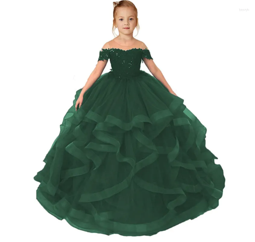 Girl Dresses 0-14 Years Kids Dress For Girls Wedding Tulle Lace Elegant Princess Party Pageant Formal Gown Teen Children