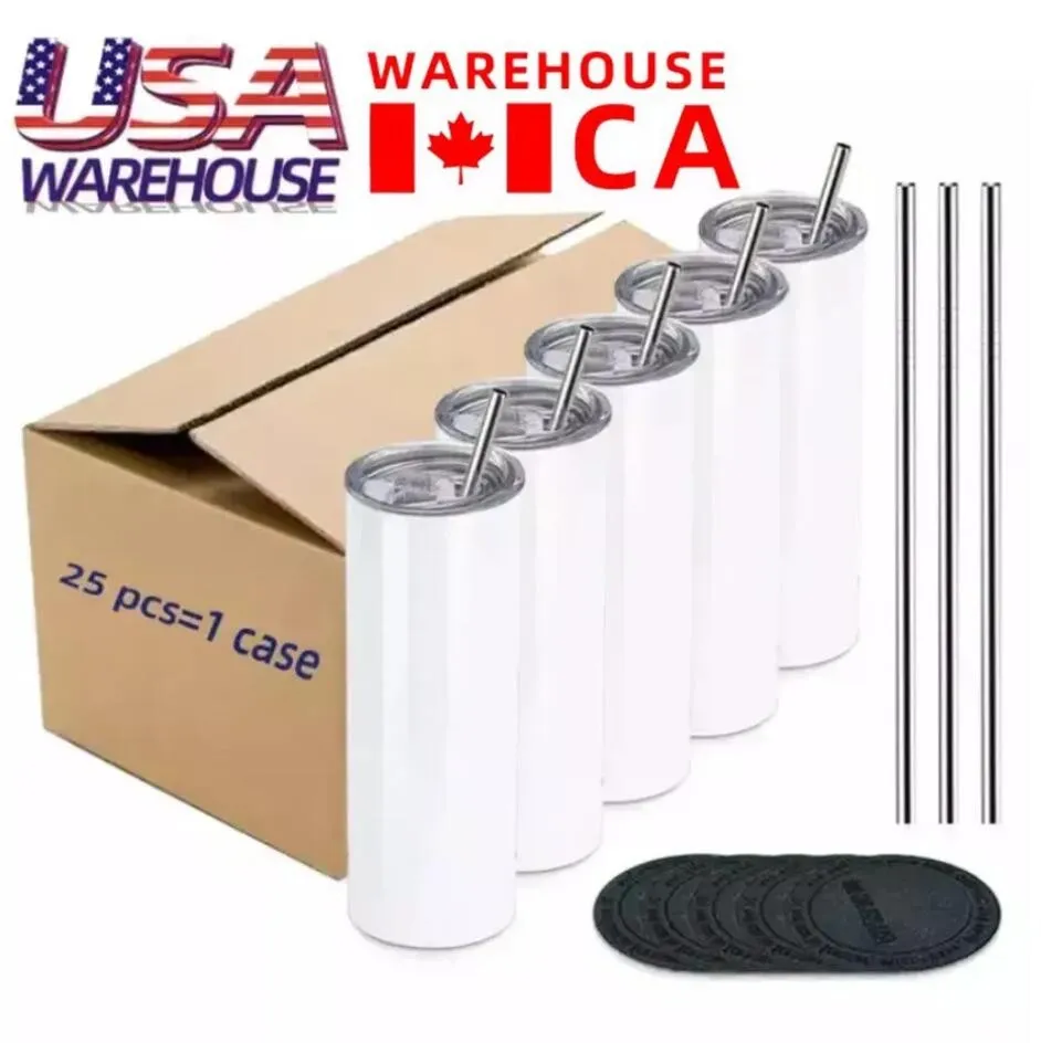 USA CA Warehouse 20 oz Edelstahl-Wärmeübertragungsdruck-Becher, vakuumisoliert, hautfarben, gerade, Sublimationsbecher, Kawaii GJ0516